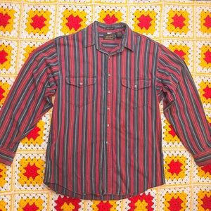 Vintage Eddie Bauer Shirt Mens Lrg T Stripe McKinley Cloth USA 90s Distressed